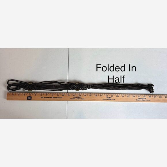 Brown Woven Boho Tie Belt Flower Beads Women's Size S / M (See Measurements) - Picture 4 of 8